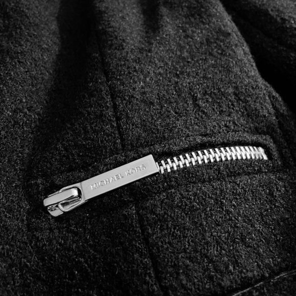 Michael Kors Black Blazer with Silver Zipper and Collarless Design - Picture 2 of 3